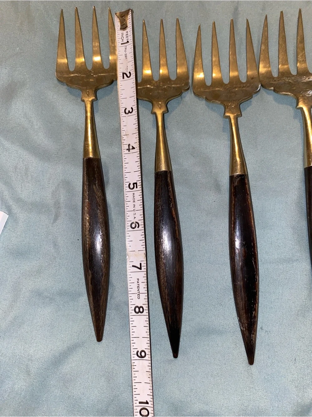 Rare Find Vintage Dark Wood Handle Seafood Forks - Set of 4